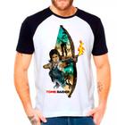 Camiseta Masculina Raglan Branca Tomb Raider Lara Croft
