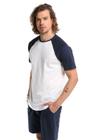 Camiseta Masculina Raglan Branco com Azul Marinho