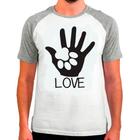 Camiseta Masculina Raglan Cinza Branco Pet Cachorro Dog 04