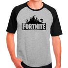 Camiseta Masculina Raglan Fortnite Cinza Preto 06