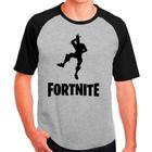 Camiseta Masculina Raglan Fortnite Cinza Preto 07