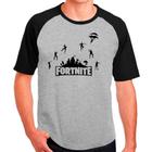 Camiseta Masculina Raglan Fortnite Cinza Preto 08