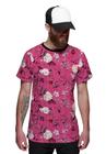 Camiseta Masculina Rosa Floral Verão 2019 Top