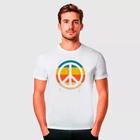 Camiseta Masculina - Símbolo Paz e Amor Hippie Salve a Terra