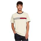 Camiseta masculina Tommy Hilfiger de manga curta com listras exclusivas