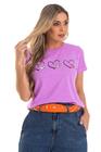 Camiseta Meia Malha Estonada Heart Violeta