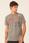 Camiseta Mitchell & Ness Estampada Name And Number Cleveland Cavaliers Lebron James Cinza