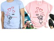 Camiseta Namorados Kit Casal Rosa e Azul Love Amor Unissex Presente