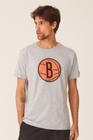 Camiseta NBA Estampada Brooklyn Nets Casual Cinza Mescla
