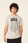 Camiseta NBA Estampada Casual Cinza Mescla