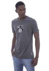 Camiseta NBA Estampada Vinil Brooklyn Nets Casual Cinza Mescla Escuro