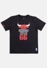 Camiseta NBA Juvenil Half Logo Chicago Bulls Preta