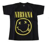 Camiseta Nirvana Logo preta Banda de Rock Grunge Smile EPI037 BM