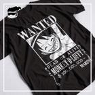 Camiseta One Piece Luffy Wanted Camisa Anime