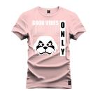 Camiseta Only Panda Estampada Algodão Confortável 30.1 Penteada