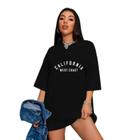 Camiseta Oversized Camisa Feminina California West Coast Treino 100% algodão