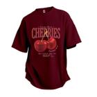 Camiseta Oversized  Cherry Cereja Moda Foto Treino Casual