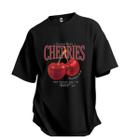 Camiseta Oversized Cherry Cereja Moda Foto Treino Casual