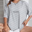 Camiseta Oversized Feminina Estilo Streetwear Estampa ''Braba'' Engraçado Meme