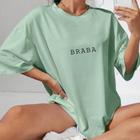 Camiseta Oversized Feminina Estilo Streetwear Estampa ''Braba'' Engraçado Meme