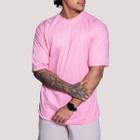 Camiseta Oversized Gola Alta Larga Basic Lisa Streetwear Masculina