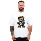 Camiseta Oversized Masculina Estampa Clássica Personalizada Urso Desenho Tendência Casual Algodão Fio Penteado Premium