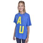 Camiseta Oversized Teen Amofany Wake Up - AZUL - M