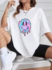 Camiseta Oversized Unisexx Smile Cores Moda Estilosa Algodão