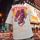 camiseta oversized unissex dragão japonês anime 100% algodão