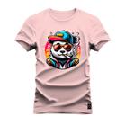 Camiseta Panda Descolado Plus Size Grande 30.1 Penteada Estampa Dtf Premium