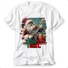 Camiseta papai noel camisa natal rock roll blusa feliz natal