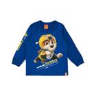 Camiseta Patrulha Canina Rubble Infantil Manga Longa Masculina Malwee Kids Azul