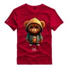 Camiseta Personalizada Bear Urso Jaqueta Colar e Óculos