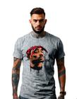 Camiseta Personalizada Estampa Tupac Masculina Algodão Estampada Gola Careca Ref 25