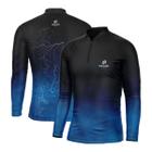 Camiseta Pesca Esportiva Mar Negro Proteção Solar UV Masculina Combat Mapa Rios