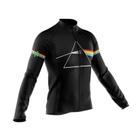 Camiseta Pink Floyd Manga Longa Ziper Ciclismo Bicicleta Dry Fit Esportes Mtb