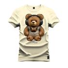 Camiseta Plus Size Agodão T-Shirt Unissex Premium Macia Estampada Urso De Fone