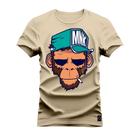 Camiseta Plus Size Algodão 30.1 Premium Estampada Monkey MNK