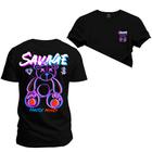 Camiseta Plus Size Algodão Premium T-Shirt Savage Frente Costas