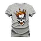 Camiseta Plus Size Algodão T-Shirt Premium Estampada King OF Caveirão