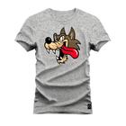 Camiseta Plus Size Algodão T-Shirt Premium Estampada Lobo Faminto