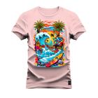 Camiseta Plus Size Confortável Premium Estampada Praia Style