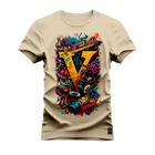 Camiseta Plus Size Estampada Algodão Premium Confortável V struments