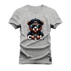 Camiseta Plus Size Forma Grande Confortável Estampa Dtf Premium Cool Bear