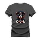 Camiseta Plus Size Forma Grande Confortável Estampa Dtf Premium Cool Bear