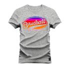 Camiseta Plus Size Forma Grande Gola Redonda Estampada Base Ball Colors