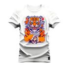 Camiseta Plus Size Forma Grande Gola Redonda Estampada Varias Cores Tigre Pensando