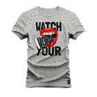 Camiseta Plus Size Grande Confortável Estampa Digital Watch Words Your