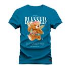 Camiseta Plus Size Grande Confortável Estampada Varias Cores Blessed Urso