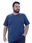 Camiseta Plus Size Lisa Masculina Básica Algodão Azul Jeans